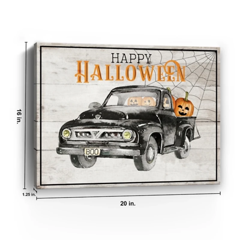 Happy Halloween Truck Canvas Art Print