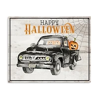 Happy Halloween Truck Canvas Art Print