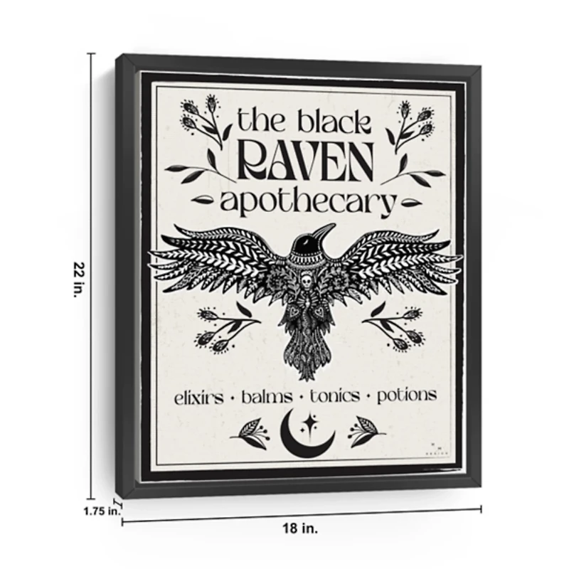 The Black Raven Apothecary Framed Canvas Art Print