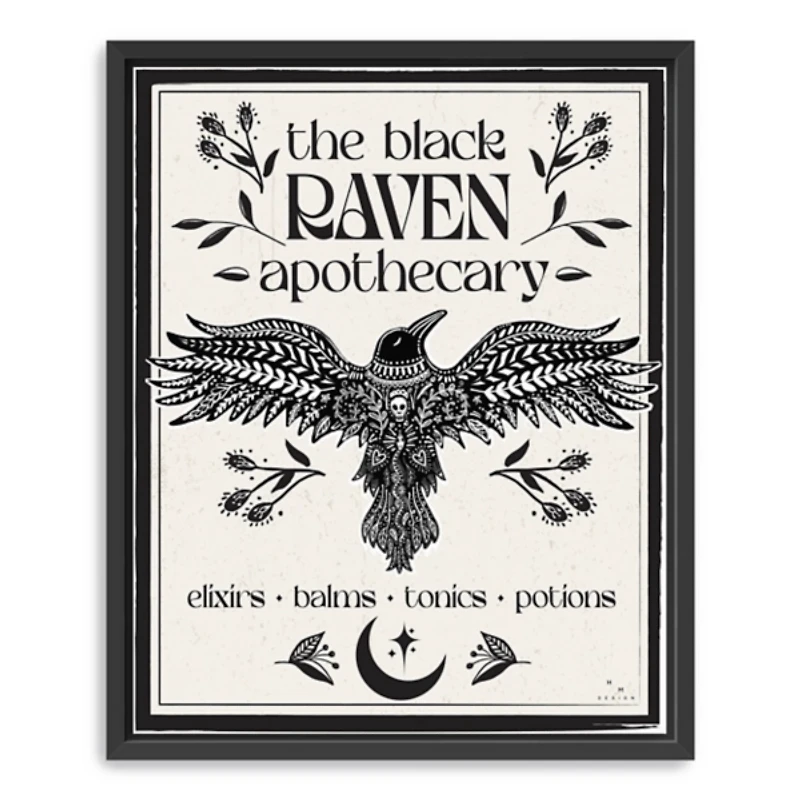 The Black Raven Apothecary Framed Canvas Art Print