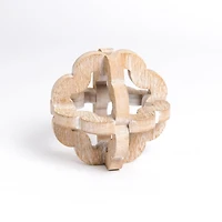 Whitewashed Wood Scalloped Sphere, 5 in.