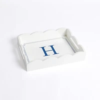 White Monogram H Scalloped Tray