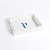 White Monogram P Scalloped Tray