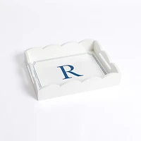 White Monogram R Scalloped Tray