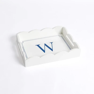 White Monogram W Scalloped Tray