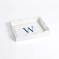 White Monogram W Scalloped Tray