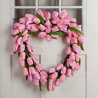 Pink Tulip Heart Shaped Wreath