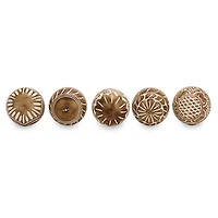 Whitewashed Carved Wood Orbs