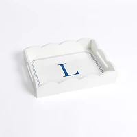 White Monogram L Scalloped Tray