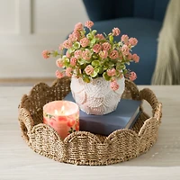 Round Scalloped Seagrass Decorative Tray