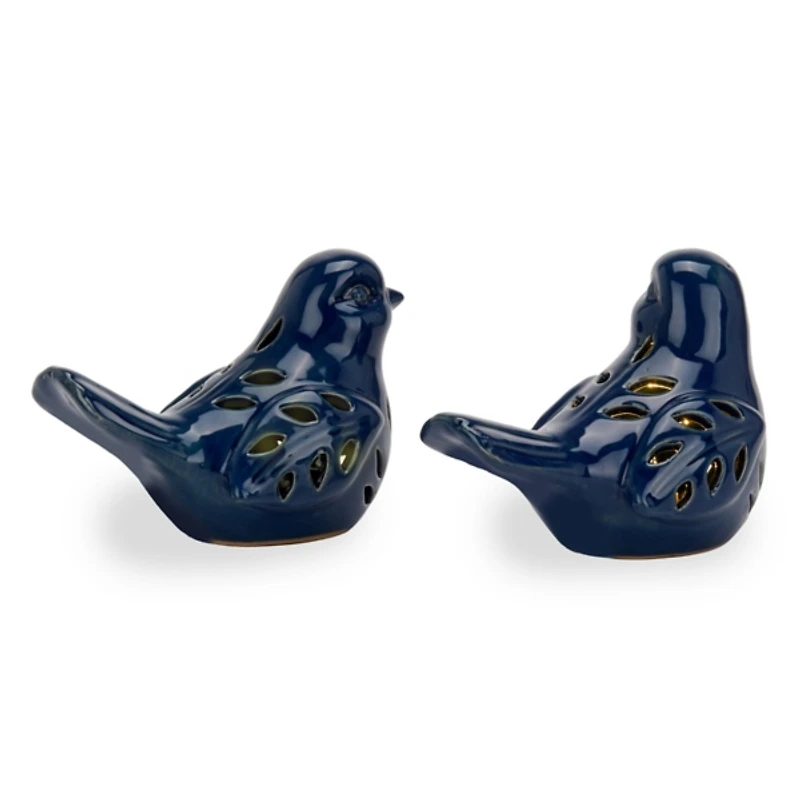 LED Blue Bird Ceramic Figurines