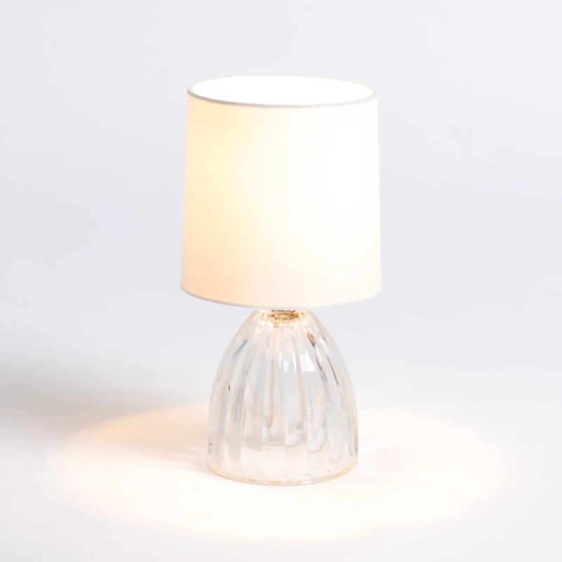 Clear Glass Ribbed Dome Mini Table Lamp