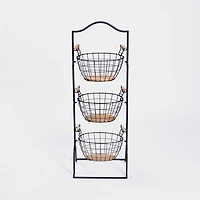 Black Metal 3-Tier Basket Tower