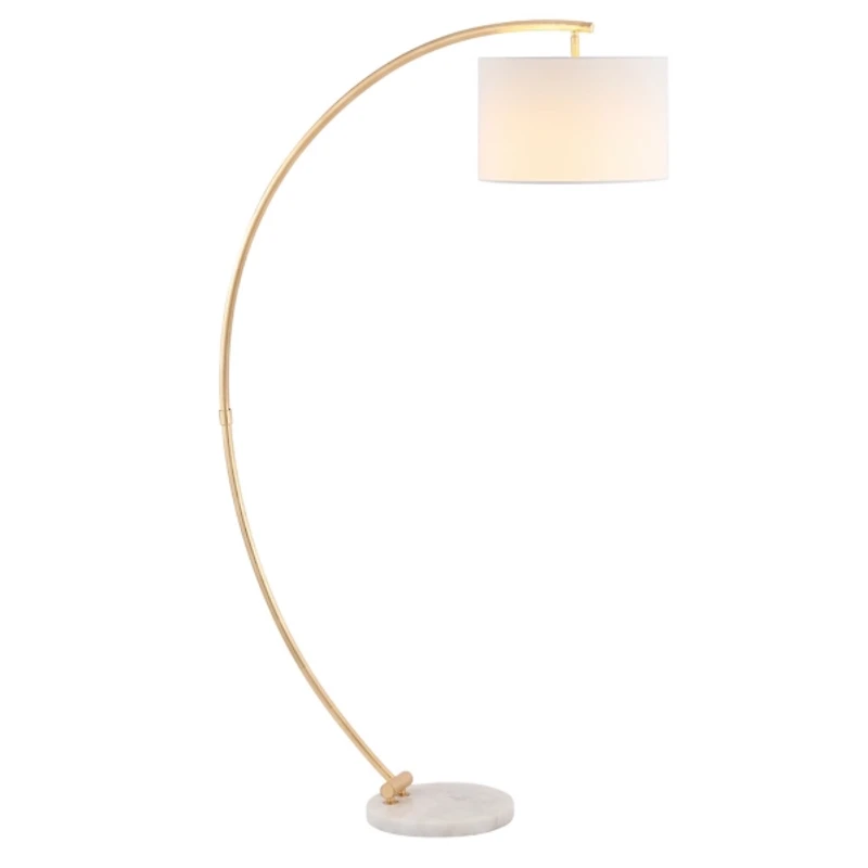 Gold Curved Floor Lamp with Marble Base