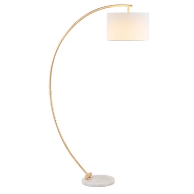 Gold Curved Floor Lamp with Marble Base