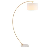 Gold Curved Floor Lamp with Marble Base