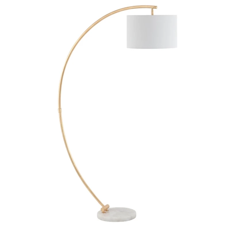 Gold Curved Floor Lamp with Marble Base