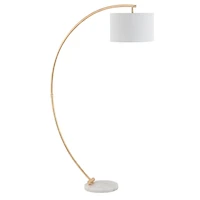 Gold Curved Floor Lamp with Marble Base