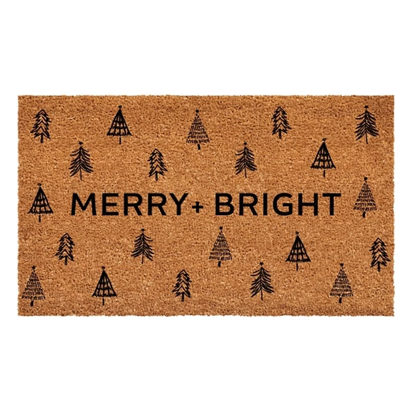 Christmas Tree Merry + Bright Coir Doormat
