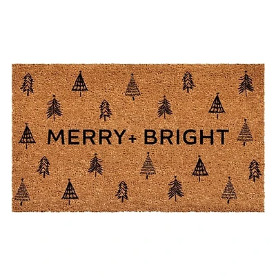 Christmas Tree Merry + Bright Coir Doormat
