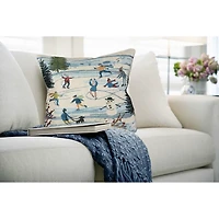 Ice Skate Scene Christmas Pillow