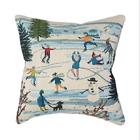 Ice Skate Scene Christmas Pillow
