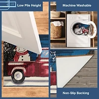 Holiday Truck with Snowman Christmas Mat