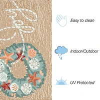 Joy Coastal Wreath Christmas Accent Rug