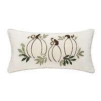 White Pumpkin Trio Applique Lumbar Pillow