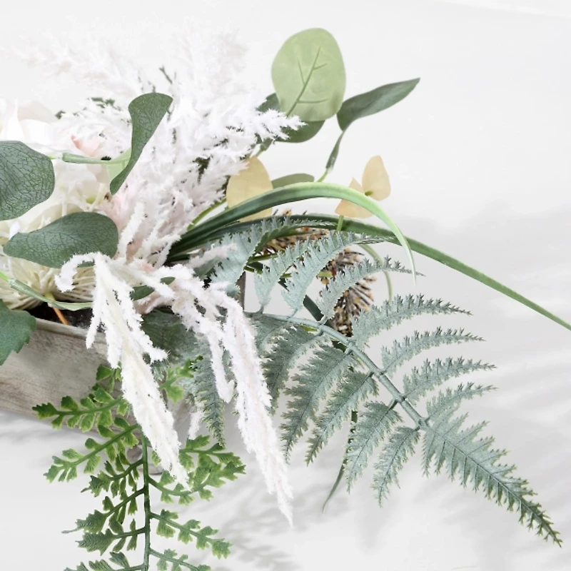White Rose Fern Plant Arrangement