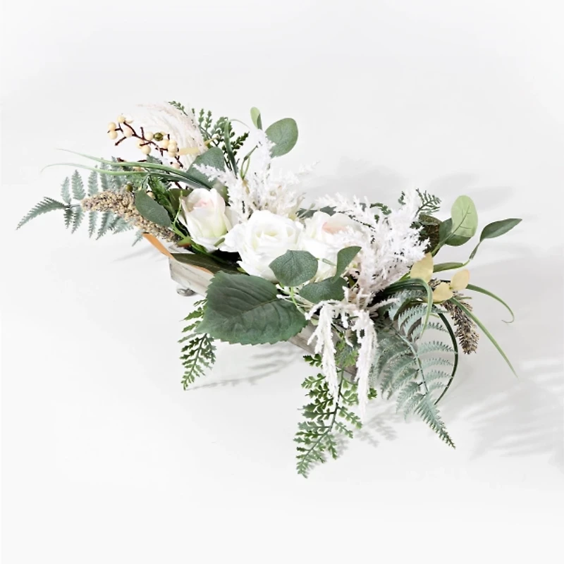 White Rose Fern Plant Arrangement