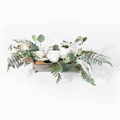 White Rose Fern Plant Arrangement