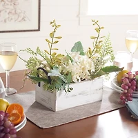 Hydrangea Arrangement in White Planter