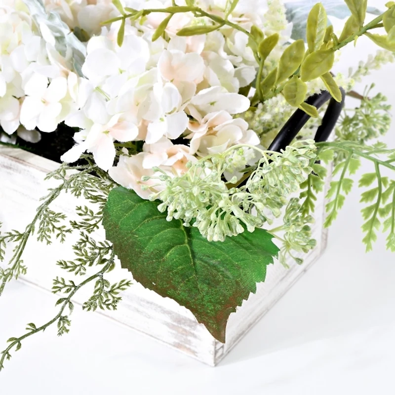 Hydrangea Arrangement in White Planter