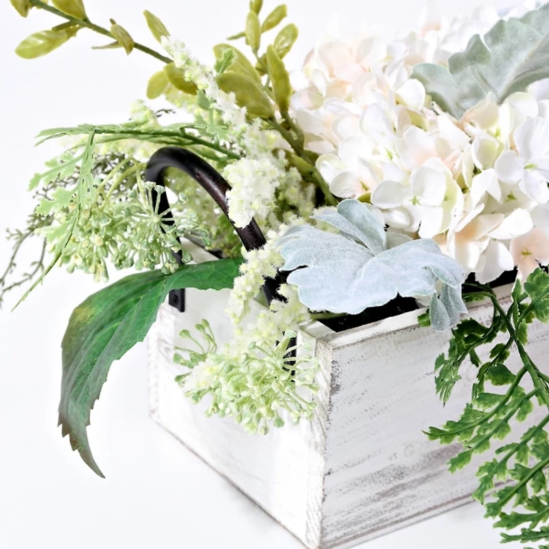 Hydrangea Arrangement in White Planter