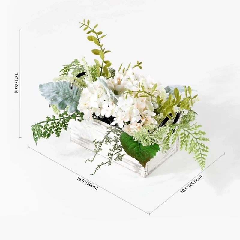 Hydrangea Arrangement in White Planter