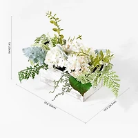 Hydrangea Arrangement in White Planter