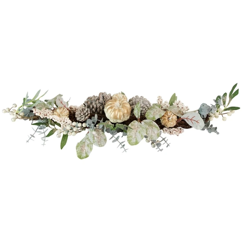 Neutral Pumpkins and Pinecones Swag