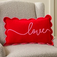 Love Script Scalloped Edge Pillow