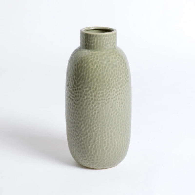 Light Green Textured Dot Ceramic Vase