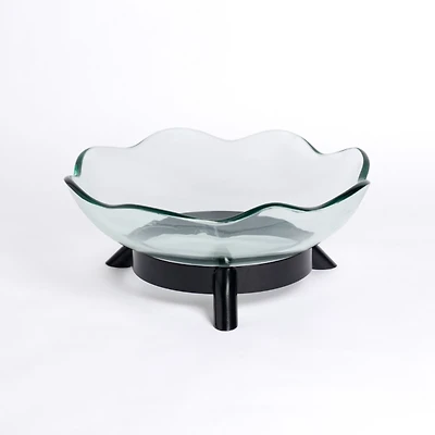 Glass Scalloped Oversized Decorative Bowl