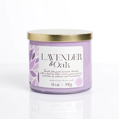 Lavender & Oak 14 oz. Gold Lid 3-Wick Jar Candle