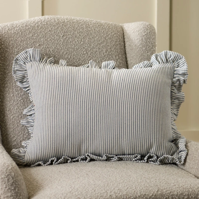 Jane Striped Ruffle Lumbar Pillow