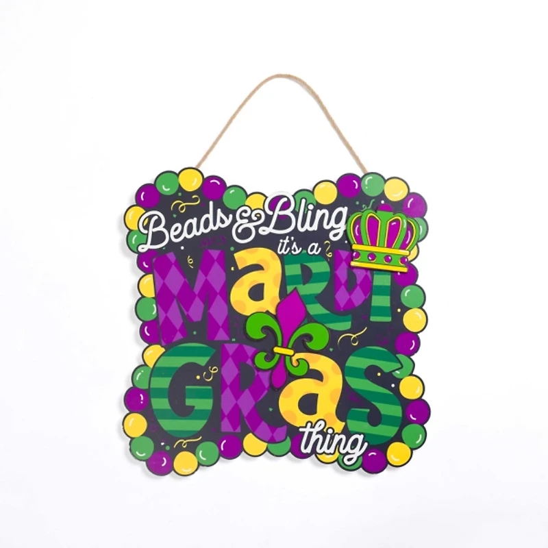 Beads & Bling Mardi Gras Wall Plaque