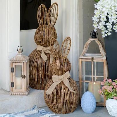Natural Wicker Bunny with Bow, 27 in.