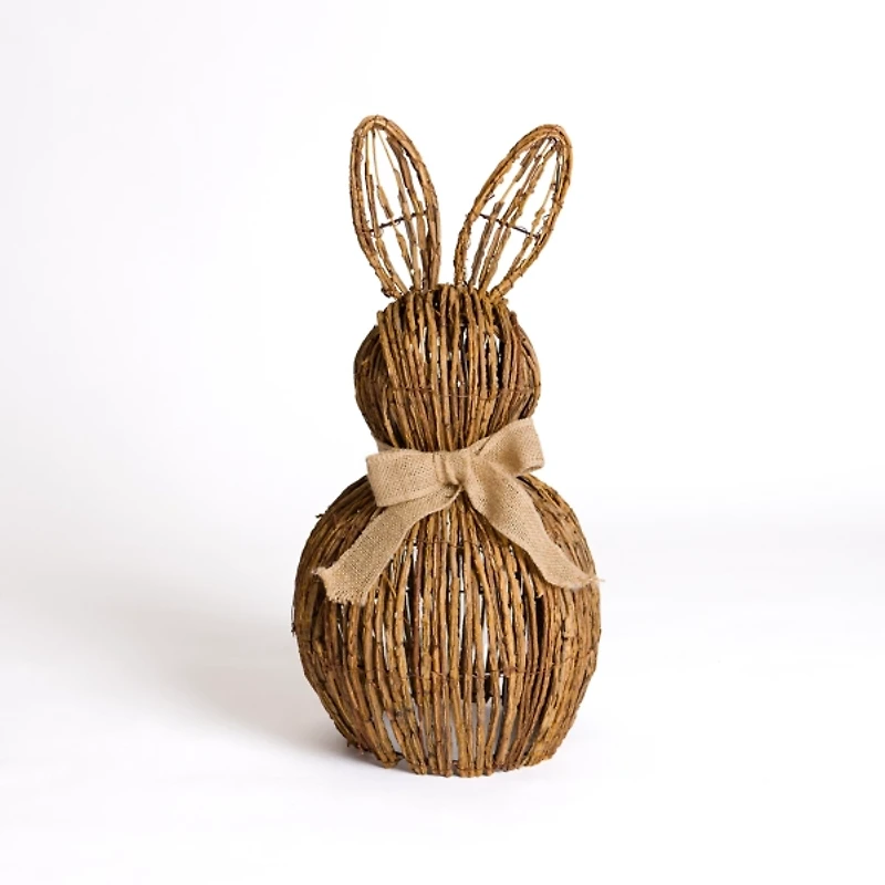 Natural Wicker Bunny with Bow, 27 in.