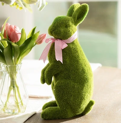 Moss Bunny with Bow Figurine