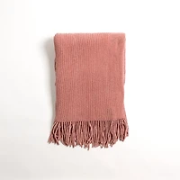 Blush Chenille Ribbed Throw