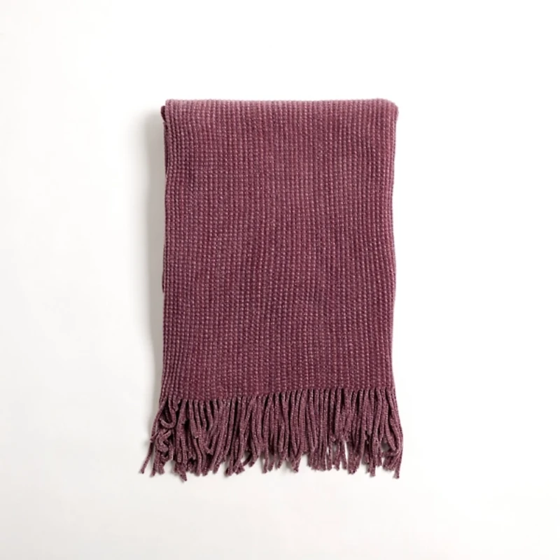 Lavender Chenille Ribbed Throw