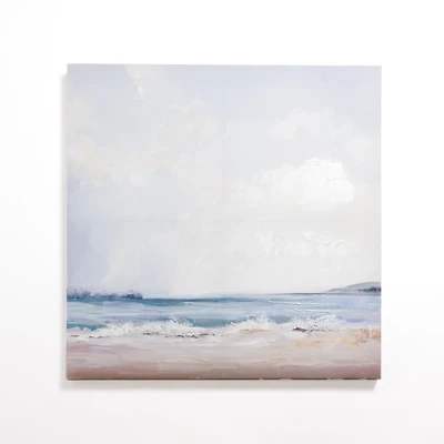 Cloudy Beach Scene Canvas Art Print
